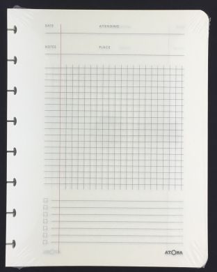 A5 Refill with Cream Meeting Log Pages with 5x5 Squared Notes Area